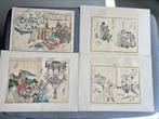 4 Antieke Japanse Prenten / Japanse houtsneden, Antiek en Kunst, Ophalen of Verzenden