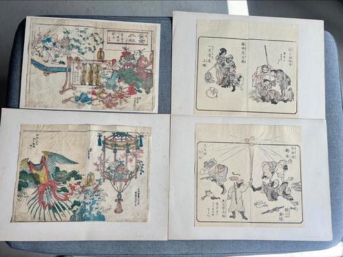 4 Antieke Japanse Prenten / Japanse houtsneden, Antiek en Kunst, Kunst | Niet-Westerse kunst, Ophalen of Verzenden