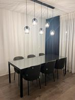 Piet klerkx Zwarte eikenhout eettafel met eetkamerstoelen, Ophalen