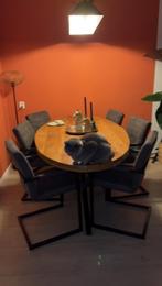 Mango Houten Ovale Tafel + Leen Bakker Stoelen, Huis en Inrichting, Tafels | Eettafels, Ophalen, 100 tot 150 cm, Zo goed als nieuw