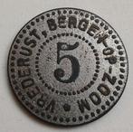 1924 Vrederust Bergen-op-Zoom Instellingsgeld munt 5 cent, Ophalen of Verzenden, Overige landen, Losse munt