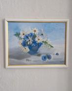 Blauw bloemenschilderij, Ophalen of Verzenden, Schilderij, Minder dan 50 cm