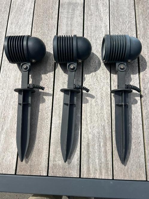 3 stuks BEGA tuinspots exclusief lampen, Tuin en Terras, Buitenverlichting, Gebruikt, Spots, Aluminium, 50 tot 250 watt, Netvoeding