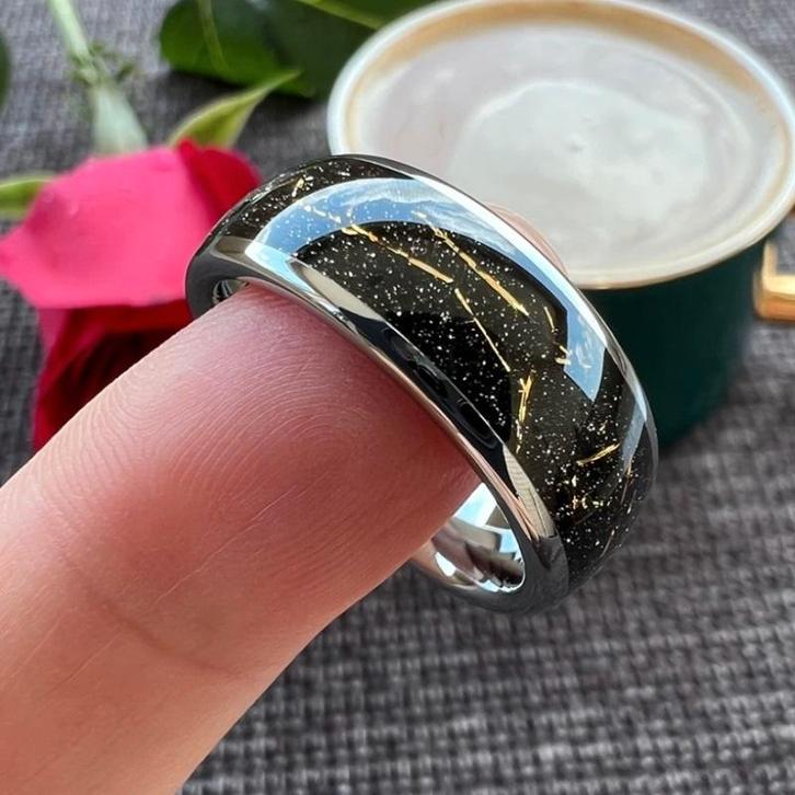 Trouwringen wolfraam - Kyann - Goud, zwart en zilver, Sieraden, Tassen en Uiterlijk, Ringen, Nieuw, Dame of Heer, Overige kleuren