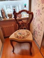 Brocant geborduurd stoeltje, Huis en Inrichting, Stoelen, Ophalen, Bruin, Eén