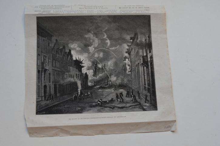 AMSTERDAM P.C. HOOFTSTRAAT BRAND 21 Aug.1880 Houtgravure G31, Antiek en Kunst, Kunst | Etsen en Gravures, Verzenden