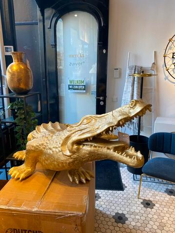 Groot Gouden Krokodillenbeeld - Dierenbeeld beschikbaar voor biedingen