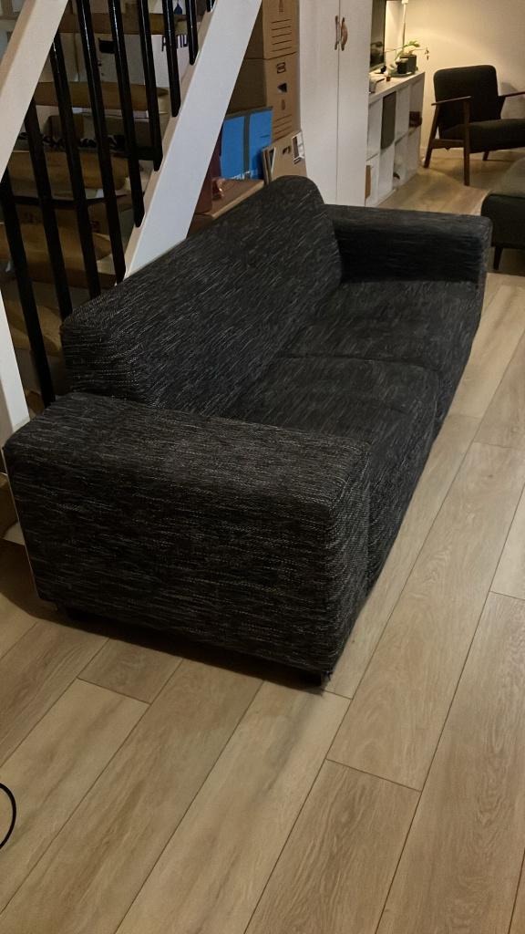 Zwartgrijze bank - 225x85cm, Huis en Inrichting, Banken | Bankstellen, Gebruikt, Rechte bank, Tweepersoons, 200 tot 250 cm, 75 tot 100 cm