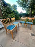 Vintage kok keukenstoelen, Huis en Inrichting, Hout, Gebruikt, Blauw, Vintage