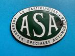 Emaille grille badge ASA La participation embleem Assurances, Ophalen of Verzenden, Gebruikt, Reclamebord