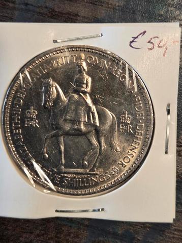 Zilveren Elizabeth II Vijf Shilling Munt beschikbaar voor biedingen