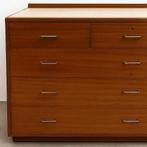 Vintage ladenkast teak hout met formica blad ex Military, Huis en Inrichting, Ophalen, Gebruikt, 50 tot 100 cm, 3 of 4 laden