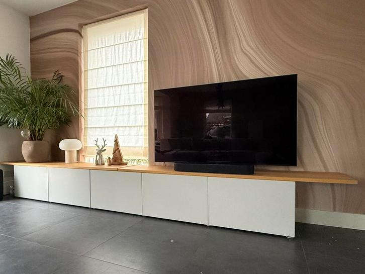 TV Meubel | Ikea besta | Eiken | 300 cm, Huis en Inrichting, Kasten | Televisiemeubels, Zo goed als nieuw, Minder dan 100 cm, 200 cm of meer