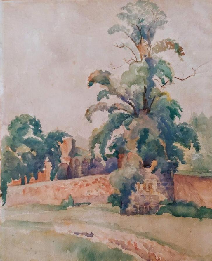 Antieke Gesigneerde Aquarel (+100 jaar), Antiek en Kunst, Kunst | Tekeningen en Foto's, Verzenden