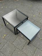 Vintage bijzettafeltjes, Huis en Inrichting, Tafels | Bijzettafels, Ophalen, Gebruikt, Vierkant