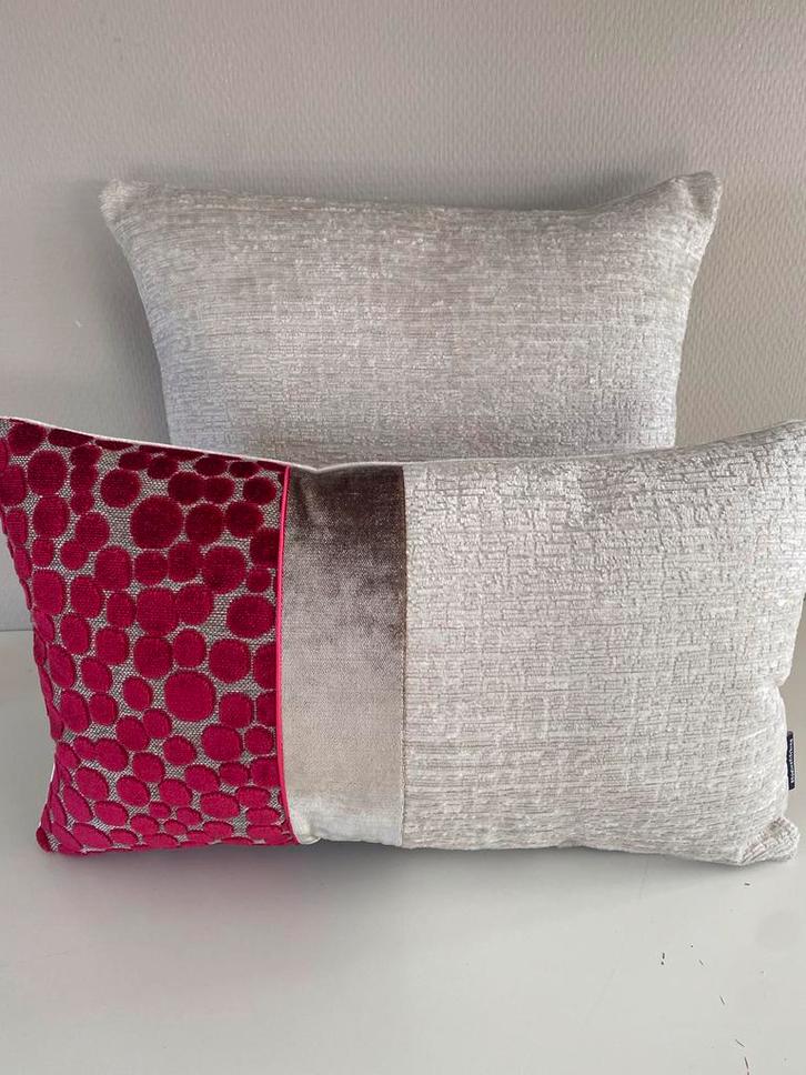 Luxe Sierkussens in roze/Petrol tinten, Huis en Inrichting, Woonaccessoires | Kussens, Zo goed als nieuw, Overige kleuren, Rechthoekig