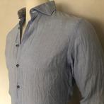 Profuomo shirt - overhemd - katoen & linnen - slim fit heren, Halswijdte 38 (S) of kleiner, Verzenden, Blauw, Profuomo