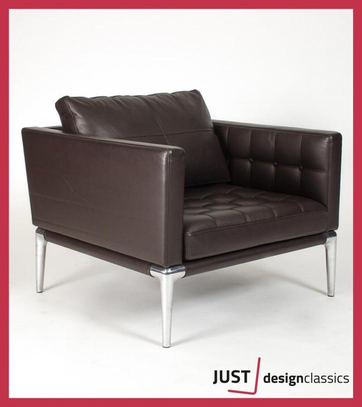 Cassina Philippe Starck Prive Armchair Bruin Leder, Huis en Inrichting, Fauteuils, Gebruikt, Leer, Metaal, Ophalen of Verzenden