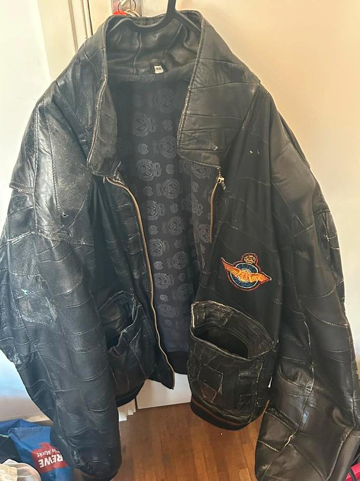 Leren vintage jas, Kleding | Heren, Jassen | Winter, Gedragen, Maat 56/58 (XL), Zwart, Ophalen of Verzenden