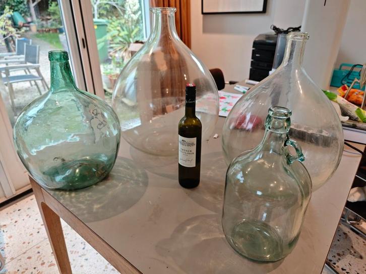 Grote Glazen Wijnballonflessen / Demijohns, Huis en Inrichting, Woonaccessoires | Stolpen, Zo goed als nieuw, Ophalen