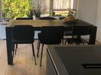 Mat zwart gelakte teakhouten eettafel, Ophalen, Gebruikt, Teakhout, 50 tot 100 cm