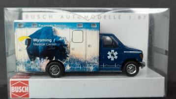Ford E350 Ambulance Wyoming Bison 1:87 H0 Busch Pol  beschikbaar voor biedingen