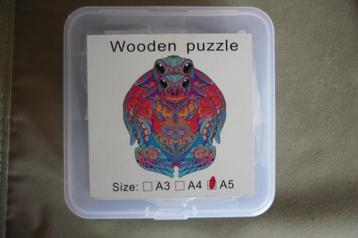Houten puzzel (A5) '' SCHILDPAD '' + poster 103 stukjes.