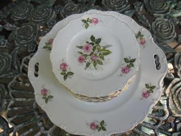 Gebakstel Seltmann Weiden Bavaria Theresia met roze roosjes beschikbaar voor biedingen