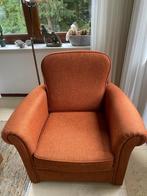 Comfortabele fauteuil in oranje stof, Ophalen, Gebruikt, Stof, 75 tot 100 cm