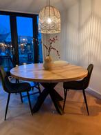 Mooie ronde eikenhouten tafel, inclusief matrix tafelpoot, Huis en Inrichting, Tafels | Eettafels, Ophalen, Gebruikt, Vijf personen of meer