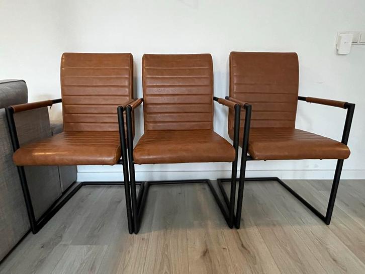 3 eetkamerstoelen - prijs is totaalprijs, Huis en Inrichting, Stoelen, Zo goed als nieuw, Drie, Metaal, Bruin, Ophalen of Verzenden