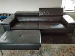 Nette leren bank met hocker, Ophalen, Gebruikt, Leer