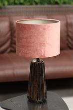 Leuke tafellamp Remy velvet lampenkap & smoked glas