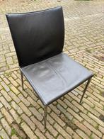 4 eetkamerstoelen leder grijs leer, Huis en Inrichting, Stoelen, Ophalen, Gebruikt, Leer, Vier