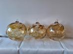 Leerdam Glasblazerij 3 mondgeblazen bollen, Antiek en Kunst, Antiek | Glas en Kristal, Ophalen