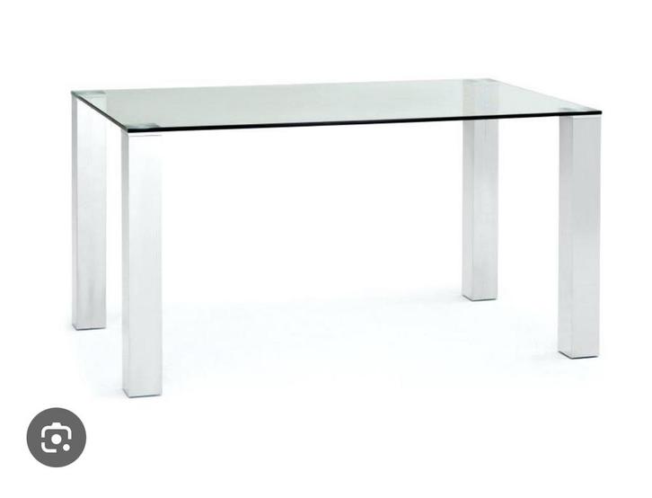 Glazen Eettafel + Salontafel - Zilveren Poten, Huis en Inrichting, Tafels | Eettafels, Gebruikt, 50 tot 100 cm, 150 tot 200 cm