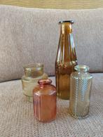 4 Gekleurde vaasjes van glas, Huis en Inrichting, Woonaccessoires | Vazen, Overige kleuren, Ophalen of Verzenden, Minder dan 50 cm