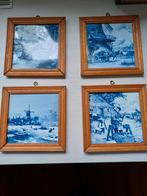 Vintage tegels van Mosa Holland in Houten Lijst (4 stuks), Antiek en Kunst, Ophalen of Verzenden