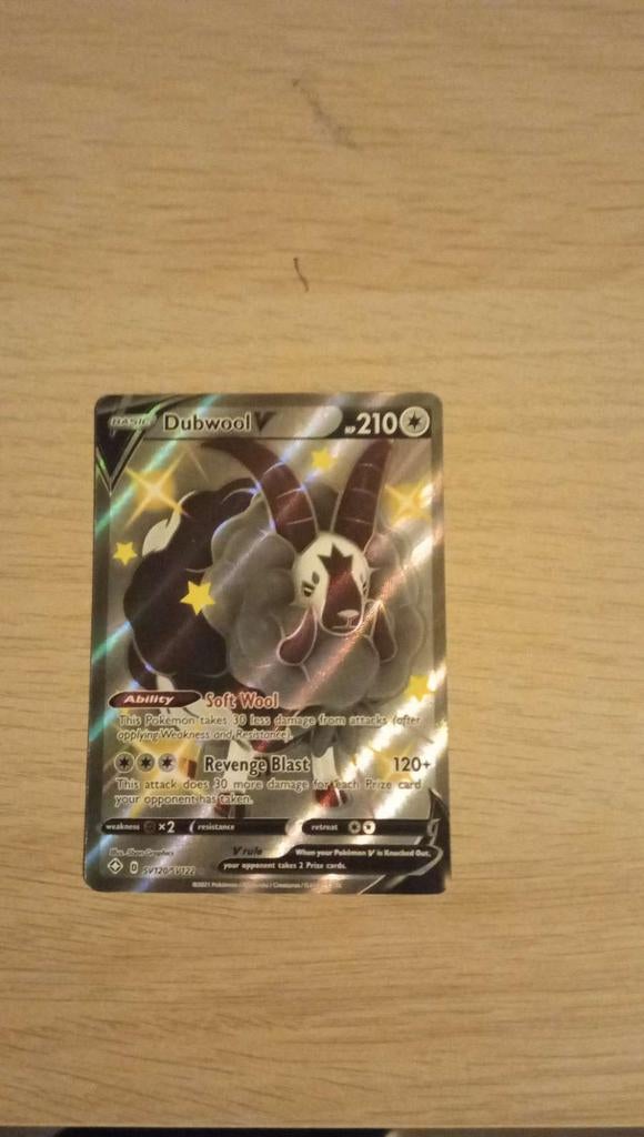 Zeldzame Dubwool V Pokemon kaart, Ophalen, Zo goed als nieuw, Losse kaart, Foil