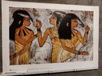 Egyptische poster - ruïnes Thebe - vrouwen aan gastmaal, Antiek en Kunst, Ophalen of Verzenden