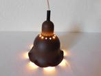 Vintage hanglamp van metaal in bruin met geschulpte rand, ds, Ophalen of Verzenden, Gebruikt, Metaal, Minder dan 50 cm