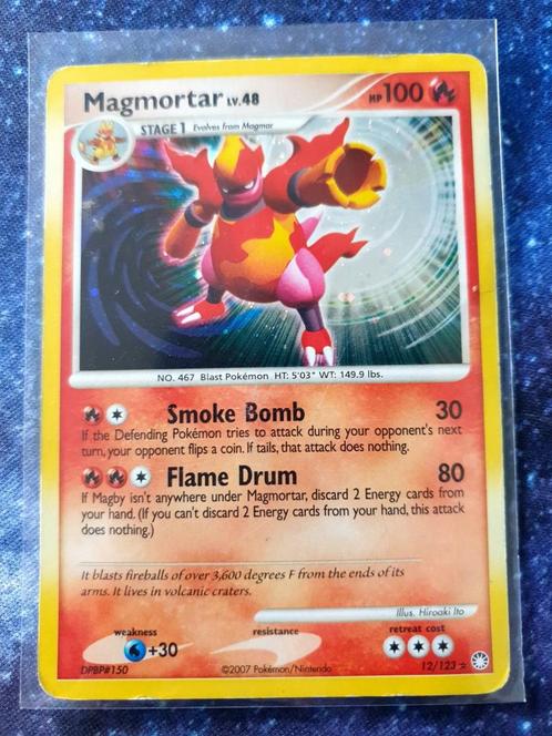 Pokémon kaart Magmortar holo #12 Mysterious Treasures, Hobby en Vrije tijd, Verzamelkaartspellen | Pokémon, Zo goed als nieuw
