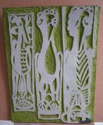 Hubert Bekman (NHS) Linoleum snede 3 figuren sculptuur 1969, Ophalen of Verzenden