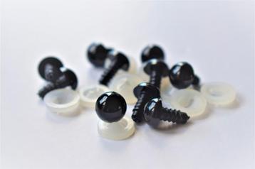 Veiligheidsoogjes, zwart rond, diverse maten beschikbaar voor biedingen