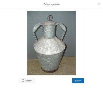 Grote antieke zinken melkkan waterkan / kruik met dop 65 cm beschikbaar voor biedingen