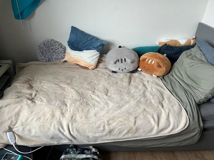 Ikea Malm bed (90x200), Huis en Inrichting, Slaapkamer | Slaapbanken, Gebruikt, 90 cm, 200 cm, Eenpersoons, Grijs, Ophalen