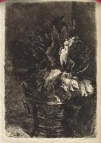 Barbara van Houten ets "Bloemen in Koperen Vijzel ",1889, Antiek en Kunst, Ophalen