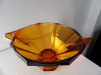 Art Deco grote Schaal op voet Boheems, amber, Antiek en Kunst, Antiek | Glas en Kristal, Ophalen of Verzenden