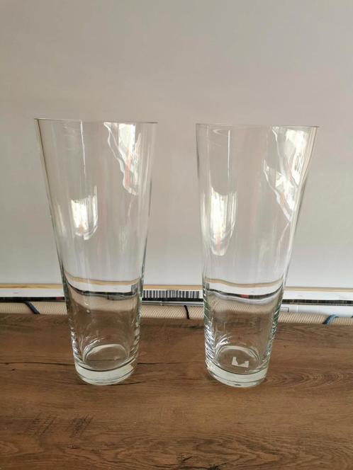 2 Grote Glazen Vazen, 43 x 11 x 18 cm, Huis en Inrichting, Woonaccessoires | Vazen, Zo goed als nieuw, Overige kleuren, Minder dan 50 cm