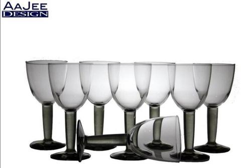 8 Fume wijnglazen - Met geribbeld been en voet - Frankrijk, Verzamelen, Glas en Borrelglaasjes, Zo goed als nieuw, Overige typen
